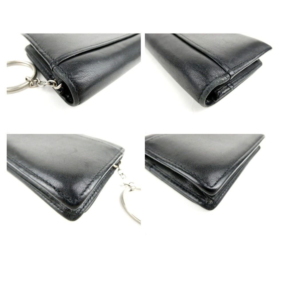 Coach Black Leather Small Bifold Card Wallet w/ Keychain - Picture 8 of 13